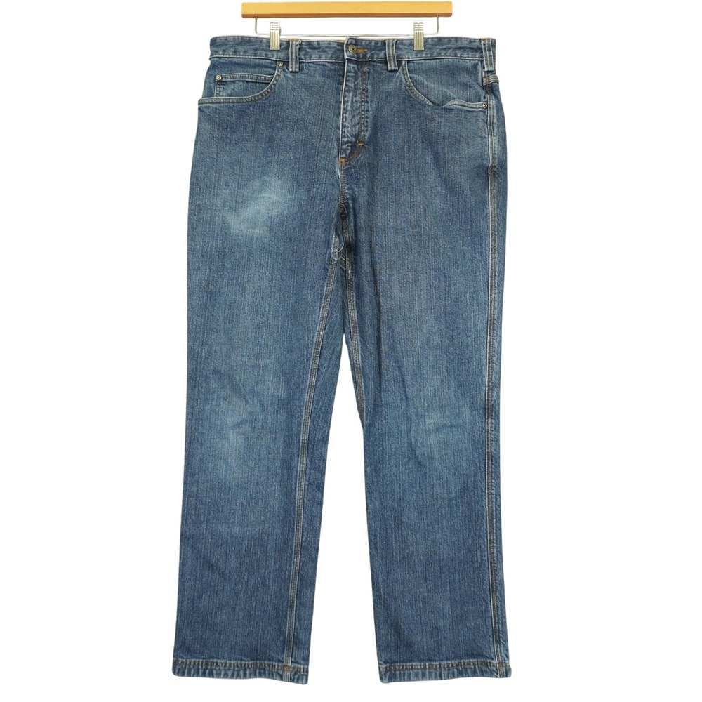 Duluth Trading Flex Ballroom Jeans Men 38x32 Blue Stretch Denim Straight Leg